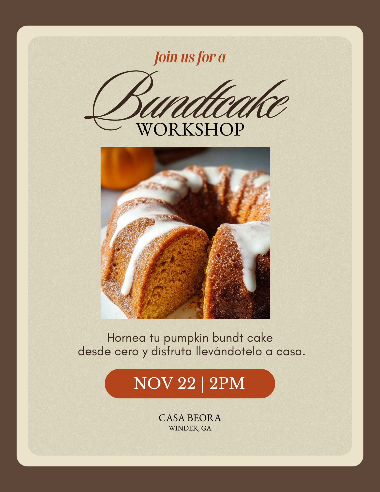 Taller de Bundtcake  – Edición Especial Thanksgiving & Fall